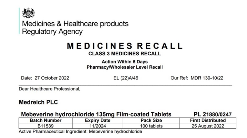 MHRA medicine recall 