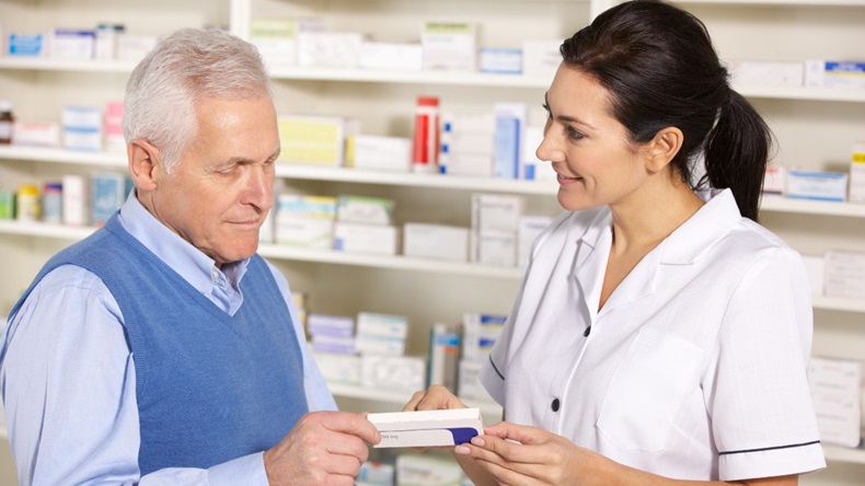 Older person in a pharmacy