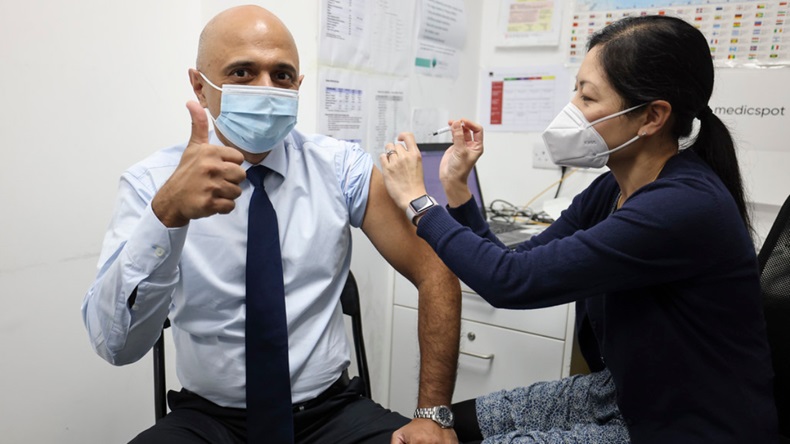 Sajid Javid receives flu jab