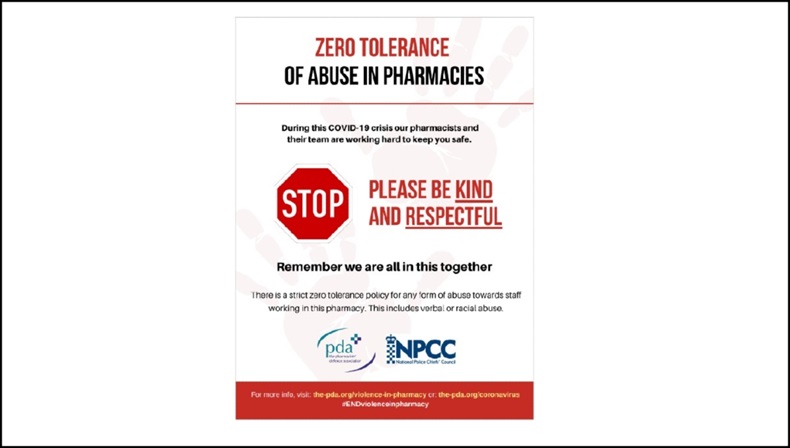 PDA end violence in pharmacies campaign poster