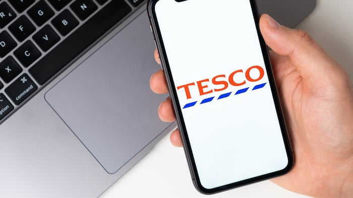 Tesco logo on phone screen