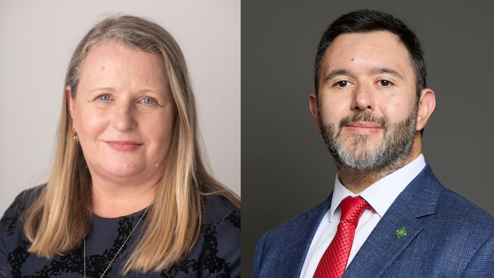 Two portraits of CPE chief executive Janet Morrison and MP Sadik Al-Hassan
