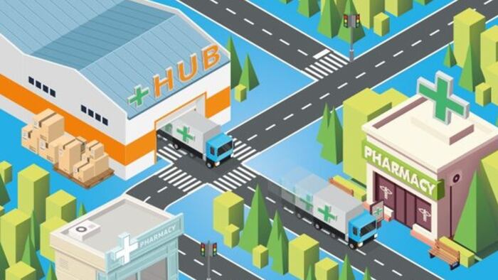 Hub-and-spoke dispensing