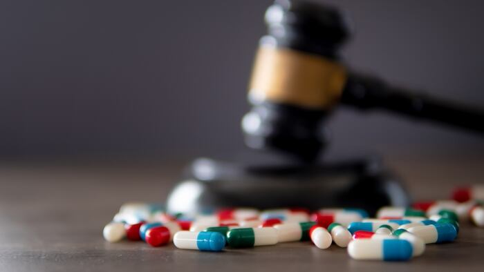 Gavel and pills