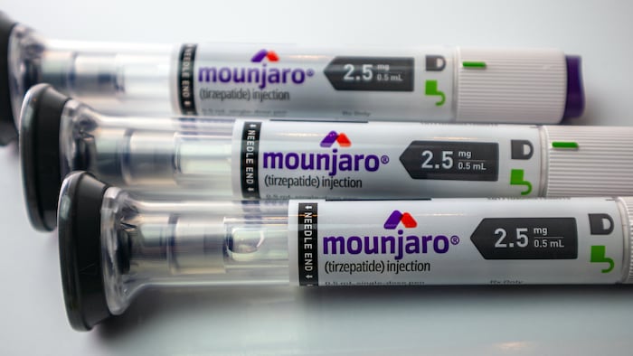 Mounjaro injection pens in a row