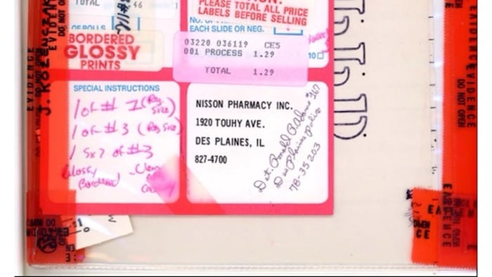 Film receipt from the John Wayne Gacy Killer Clown murders