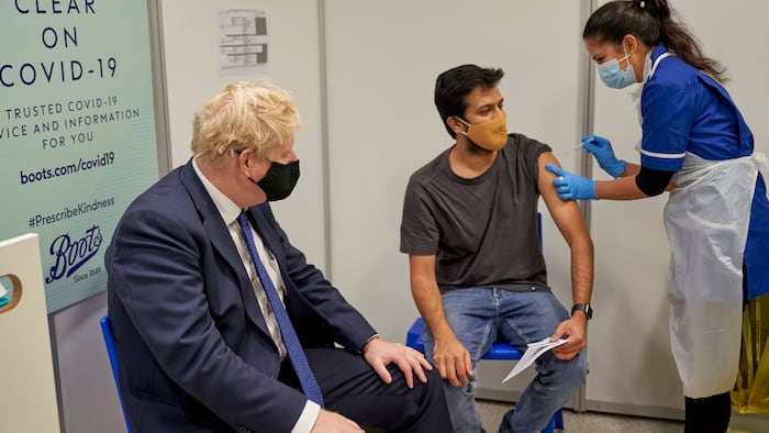Boris Johnson at Boots pharmacy