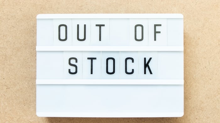 Out of stock sign