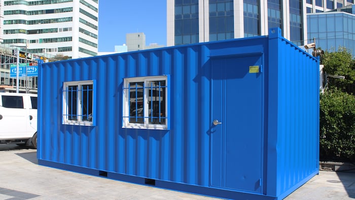 Blue shipping container
