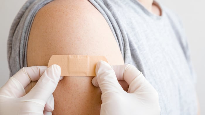 Vaccination of patient in pharmacy