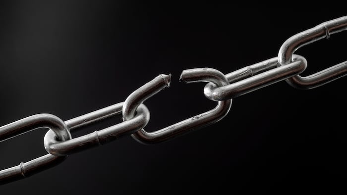 Breaking point concept - broken link in chain