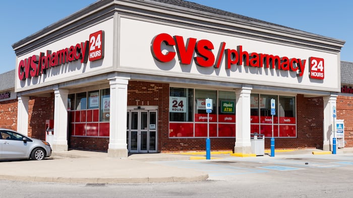 AN image of the exterior of a CVS pharmacy