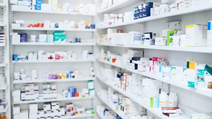 Pharmacy shelves stock